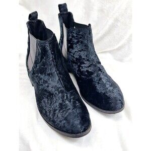 Tom’s Women’s Black Velvet Ankle Booties Flats Chelsea Boots Size‎ 9.5
